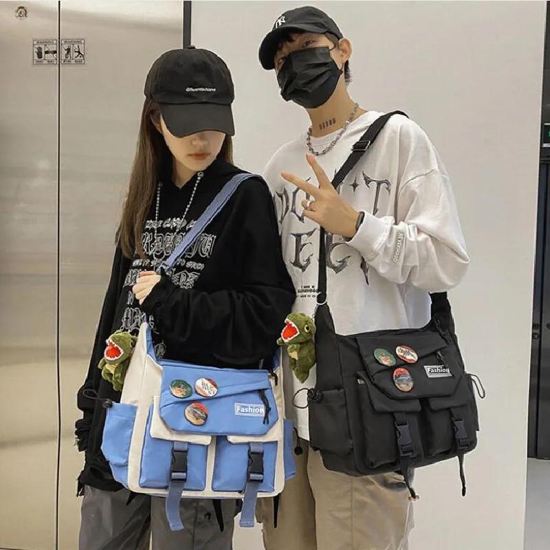 Trendy Large Capacity Campus Style Men's Crossbody Bag, Student School Bags, Couples Shoulder Messenger Bag for Casual Daily Use