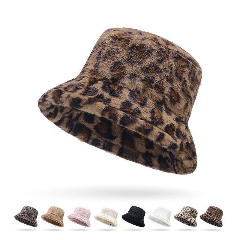 Nowy Ciepły Aksamitny Kapelusz Bucket Jesień Zima Panterka Proste Czapki Bob Hip Hop Gorros Mężczyźni Kobiety Kapelusz Panama Plaża Wędkowanie Kapelusz Ochronny Przeciwsłoneczny