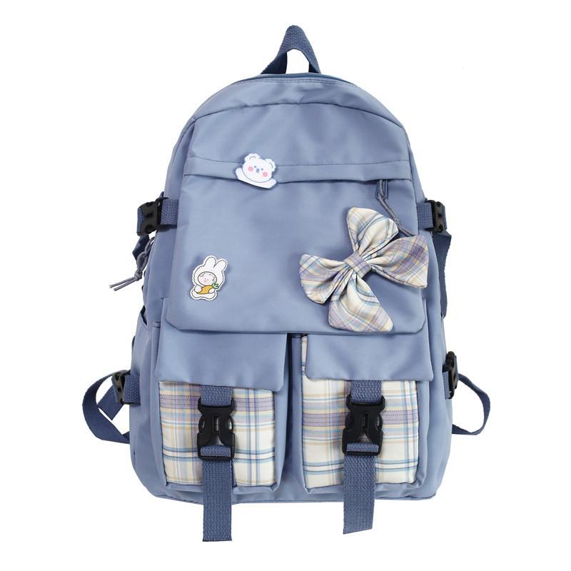 School Bow Backpack With Nylon Material And Zipper Closure For Daily Commute