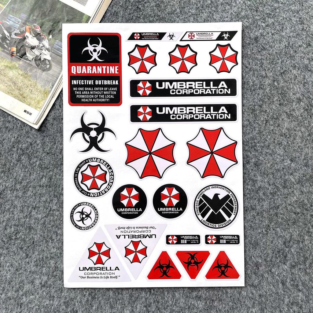 Наклейка на мотоцикл/автомобіль Resident Evil Umbrella: Водонепроникна та міцна наклейка