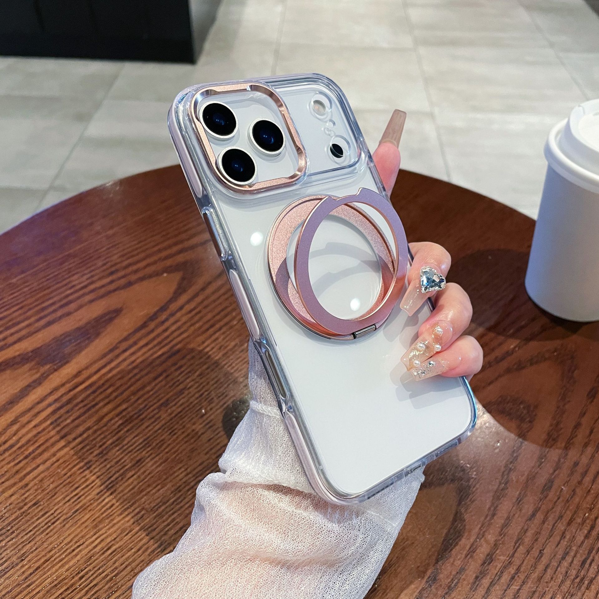 

Ice Crystal Dual Color 360 Degree Rotating Stand Is Suitable for IPhone 17 Promax Phone Case and Apple 16 Magnetic Protective Case iPhone13ProMax