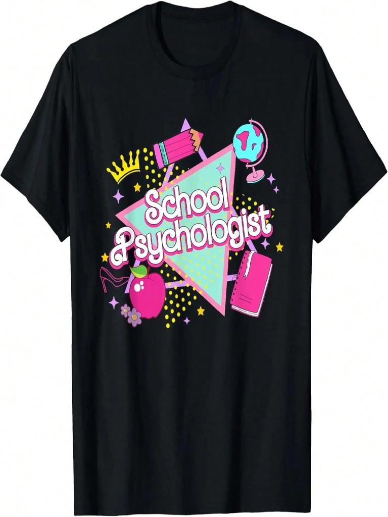 Teacher School Psychologist 90s Bookish Style Reading Books T-Shirt