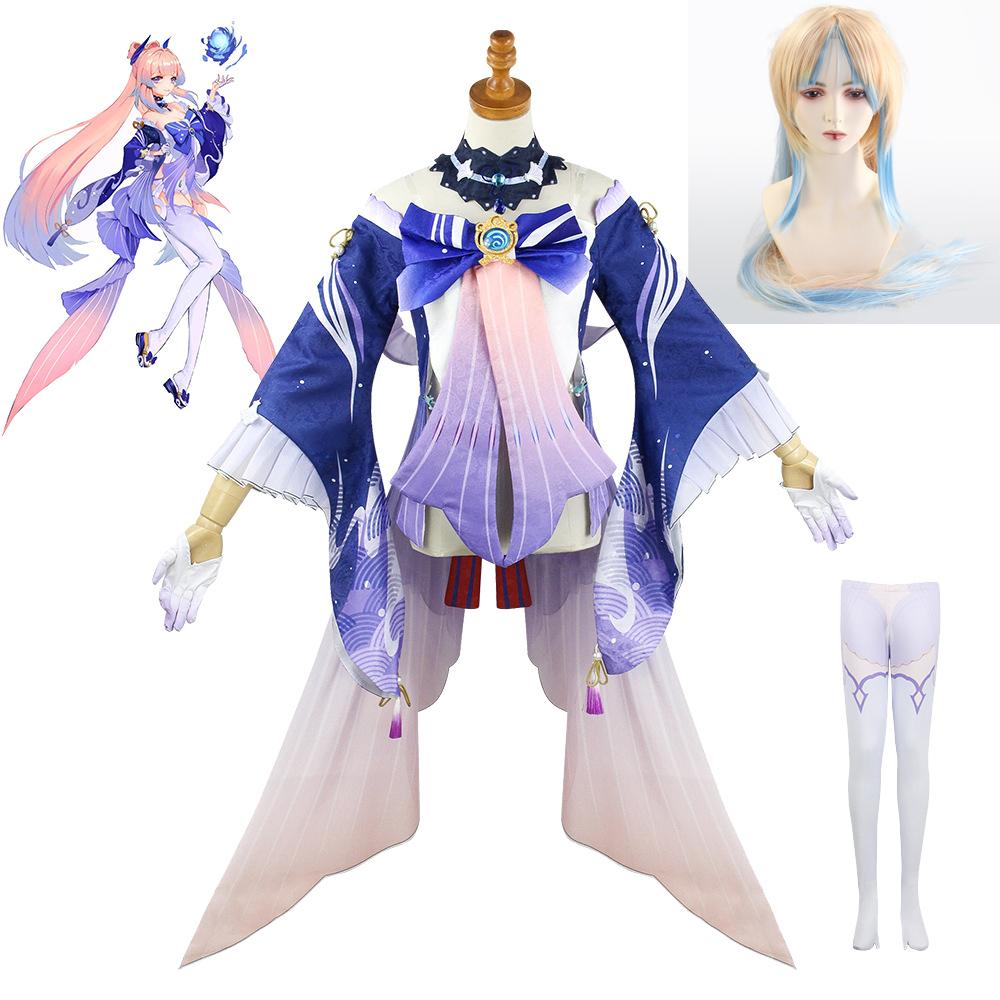 Game Sangonomiya Kokomi Cosplay Costume Anime Wig Hair Halloween Xmas Party Costumes Cosplay Role Play