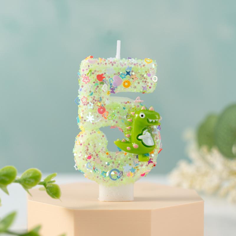 Digital Birthday Candle Cake Party Decoration First Birthday Creative Dinosaur Decoration