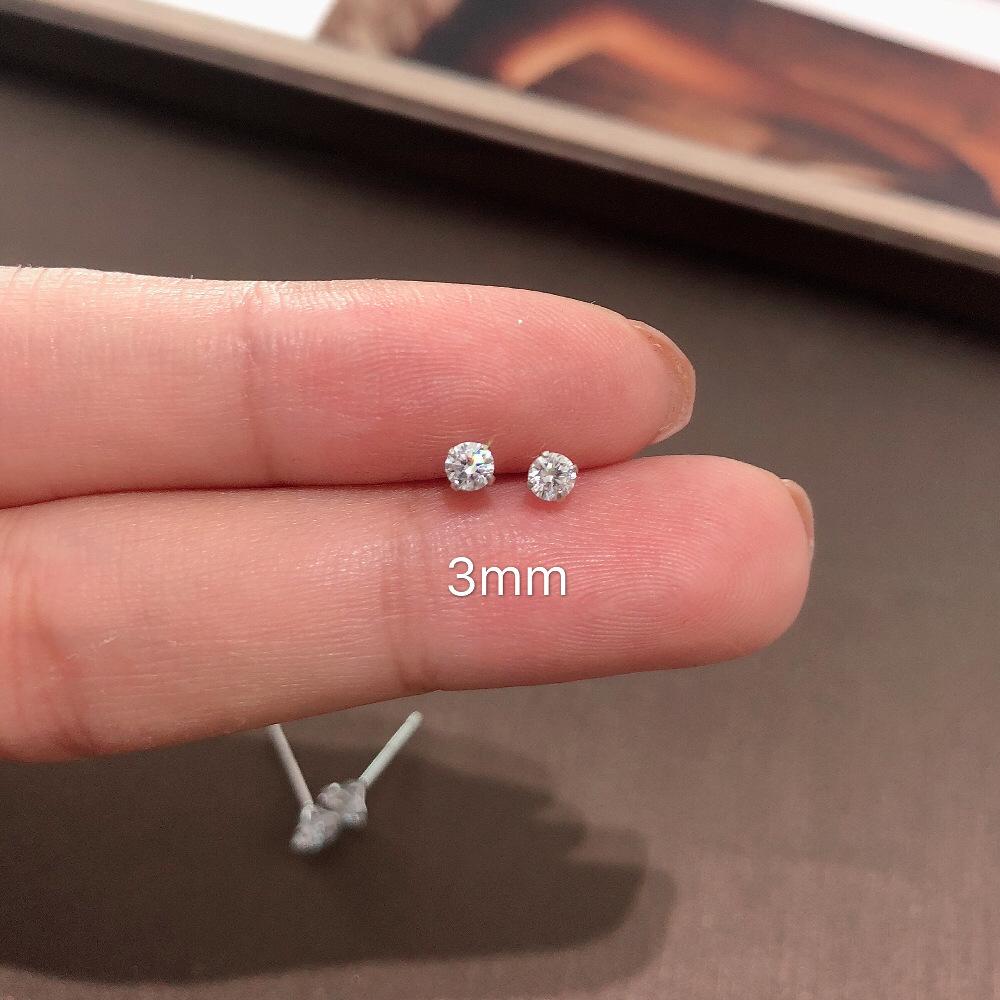 Super Flash Diamond Small Stud Earrings 3-6mm Men's and Women's Zircon Simple Earbone Stud Earrings