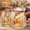 100Pcs Bread Bags Paper with Window Brown Paper Bread Packaging Bags Food Grade Bread Paper Bags PE Coated Brown Paper Bags