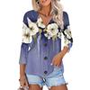 Women's Fashion Casual Printing Button-down Shirt 3/4 Long Sleeve Tops