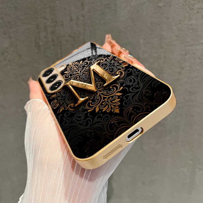 Electroplated Gold New Phone Case for Samsung Galaxy S26 Ultra S25 Plus S24 S23 S22 Fe Tempered Glass Artistic Texture Patterns