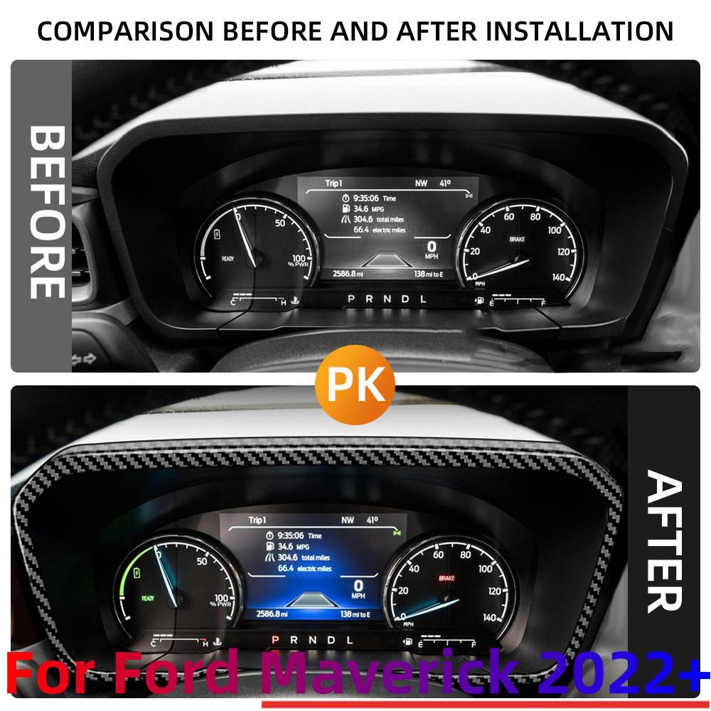 For Ford Maverick 2022 2023 2024 Car Dashboard Trim Interior Instrument Panel Frame Cover Sticker ABS Carbon Fiber Accessories