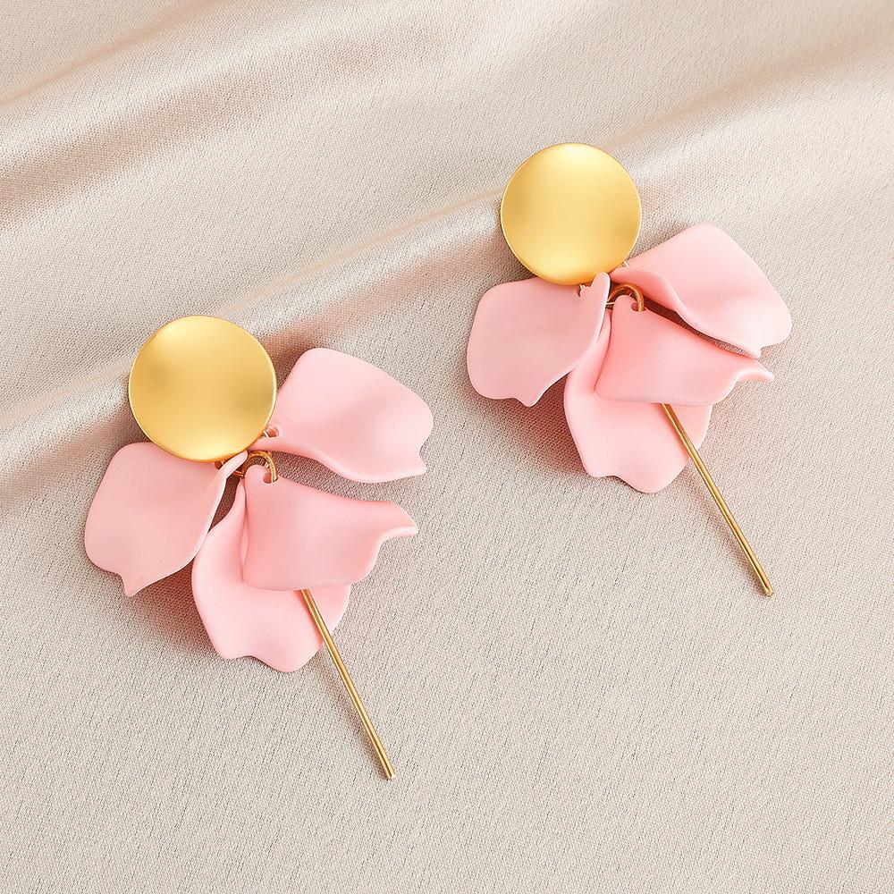 Pinkdudu Rose Flower Petal Drop Earrings Resin Gradient Color Flower Earrings Women Jewelry PD2382PD2382