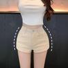 Women's High Rise Denim Shorts Slim Fit Retro Beige Jeans Hip Lifting Casual Short Pants