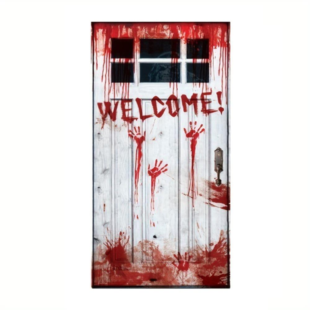Ghost Blood Stain Skeleton Halloween 2D Door Banner Rectangular Halloween Background Banner  Party