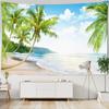 Beautiful Sea Scenery Tapestry Sea Vintage Beach Seascape Palm Tree Tapestry Wall Hanging Tapestries Boho Bedroom Wall Rug Premium Quality