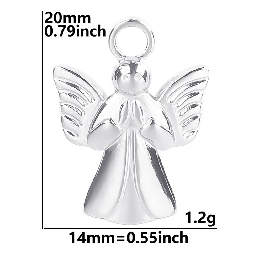 No Fade Silver Color Stainless Steel Angel Charms For Jewelry Making Supplies Handmade Necklace Earrings Pendant DIY Heart Cross