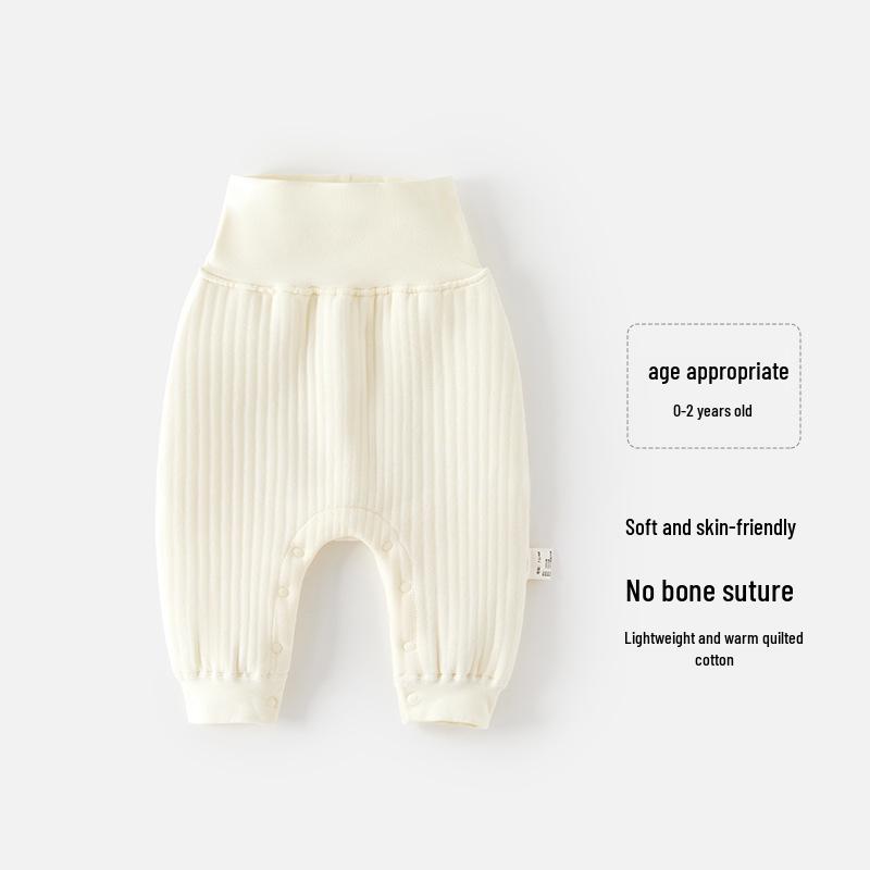 

Осенние стеганые теплые штаны с высокой талией для новорожденных - Унисекс однотонные с защитой животика 80 cm