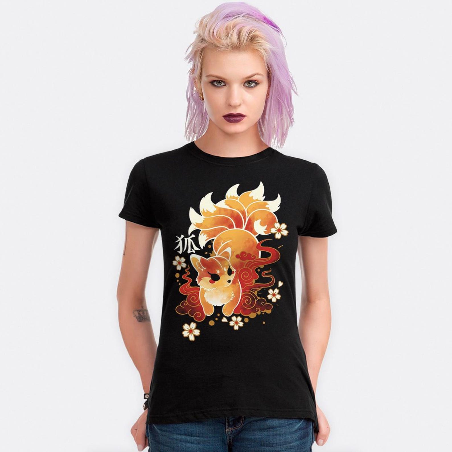 Kitsune Japanese Fox Art T-Shirt, Men s and Women s Sizes (FXX-070301) M