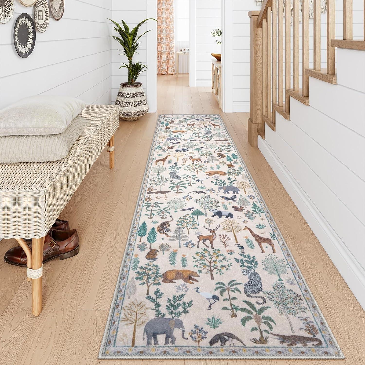 

Large Area Rugs for Living Room Machine Washable Carpet for Bedroom Thick Abstract Jungle Animal Coffee Table Non-slip Floor Mat 50x80cm