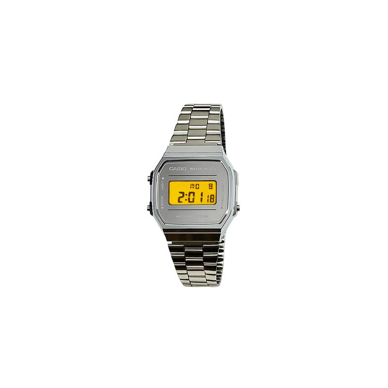 CASIO Customized watch modified series retro small square watch life waterproof A168WEM-7 modified-Sanyaojie Quartz Steel YinSeBiaoPanHuangSeBiaoJing