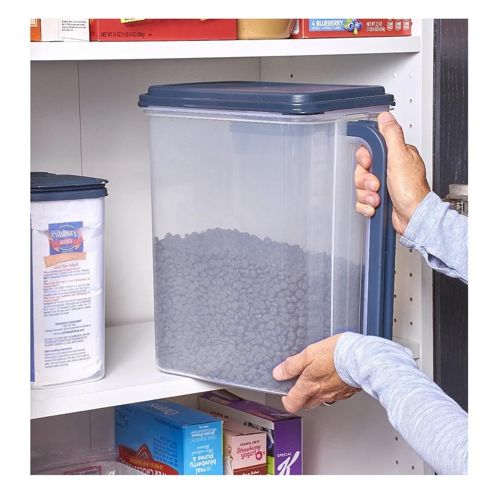 Large Food Storage Container 46 Cup Kitchen Canister with Handle and Pour Spout BPA Free Plastic Stackable Pantry and Pet Food