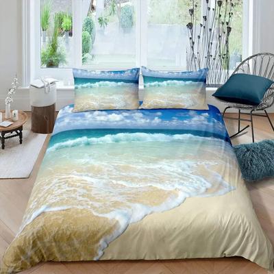 Ozeanwellen Bettbezug-Set Strand mit schäumenden Wellen Einzelbettwäsche-Set Polyester Meeresküste Urlaubsthema Queen King Size Bettdeckenbezug