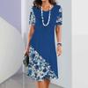 Damenkleider Blumendruck Elegante Midikleider Weibliche Kurzarmkleid Mode Übergroße Kleidung Sommer
