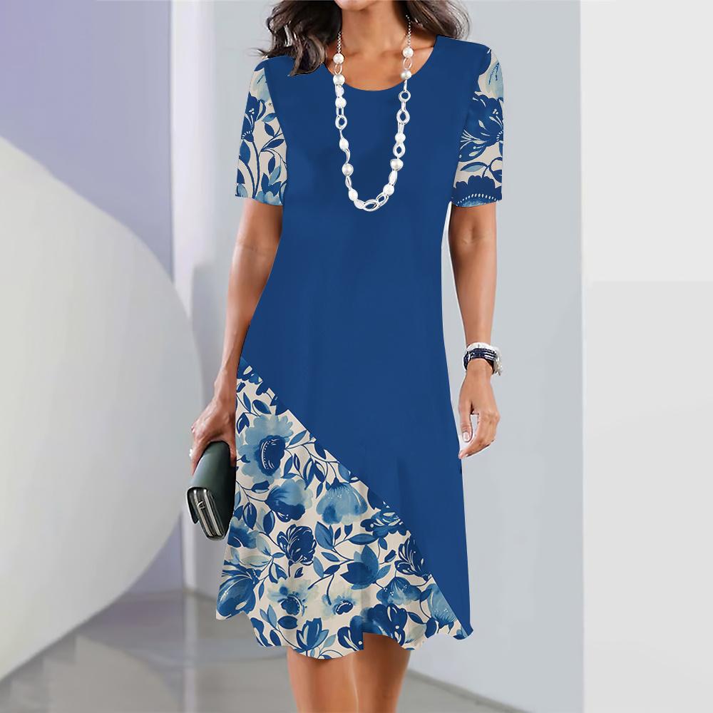 Vestidos de mujer 2025, estampado floral, elegantes vestidos midi, vestido femenino de manga corta, ropa de moda de gran tamaño, verano