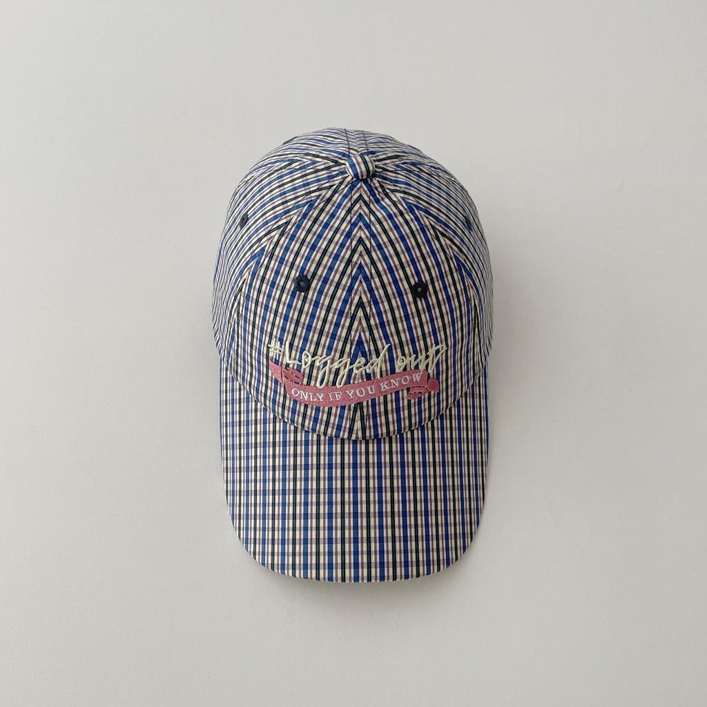 Fashion Hat Yunxu/Plaid Letter Embroidery Baseball Cap Korean Versatile Small Fresh Face Small Sunscreen Shade Cap