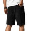 Men's Casual Corduroy Drawstring Shorts with Front Patch Pockets and Elastic Waistband Suitable for Everyday Wear and Outdoor Activities
