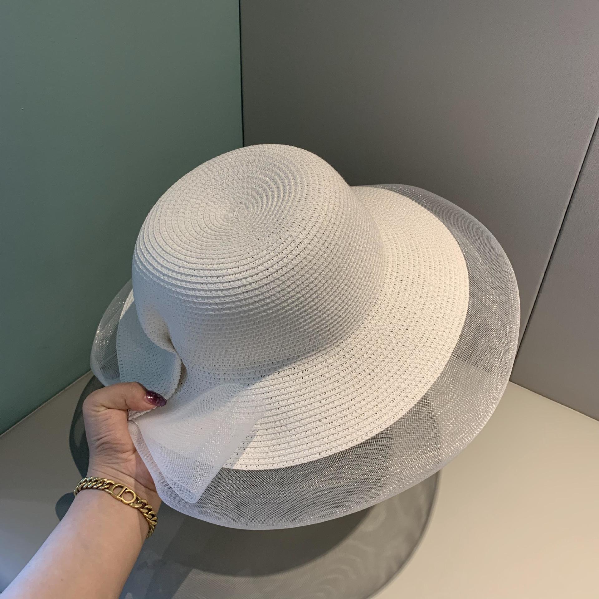 Панама, однотонная шляпа от солнца с бантом, белая ультратонкая дышащая летняя женская шляпа-ведро, соломенная шляпа Fedora для женщин