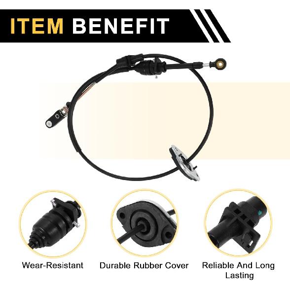 Automatic Transmission Gear Shifter Cable for Jeep Wrangler 2007-2010 Auto Trans Gear Shift Control Lever Cable No.52060164AC/52060164AD Metal Black