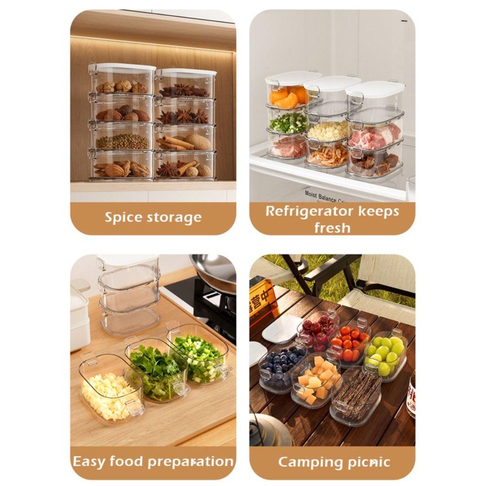 4pcs/Set 2/3/4 Layers Seasoning Jar Stackable Storage Case Household Spice Container Picnic Camping