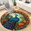 1pc Peacock Garden Office Round Area Rug, Under Office Chairs Bedroom Living Room Home Decor, Room Deco, Available in Various Sizes
