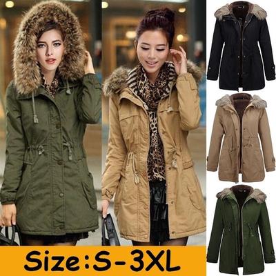 Winter Women Coat Hooded Fur Collar Keep Warm Long Coat Overcoat