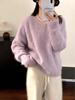 Peruvian Pink Alpaca V-Neck Sweater for Women - Soft, Warm, and Perfect for Autumn and Winter.