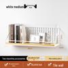 Punch-Free Wall Shelf: Cosmetic Storage with Key Hanger Hooks for Bedroom/Bathroom.