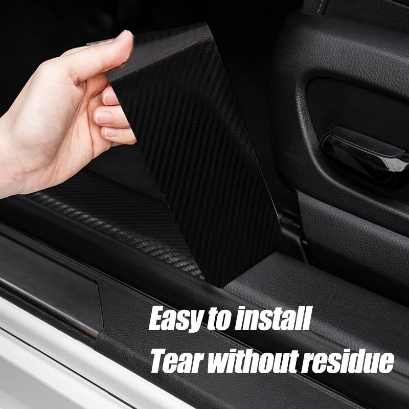3D Carbon Fiber Car Sticker DIY Paste Protector Strip Car Door Sill Side Mirror Anti Scratch Tape Waterproof Protect Film