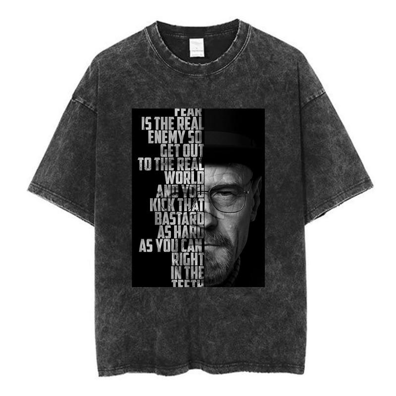 Heisenberg Breaking Bad Vintage Washed T Shirt Better Call Saul Graphic Print T-shirts Women's Pure Cotton Short Sleeves Tee Shirt