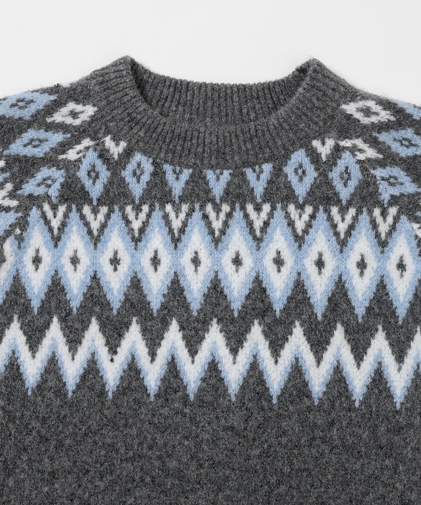 LEFTSEOUL Nordic Pattern Pullover [Gray]