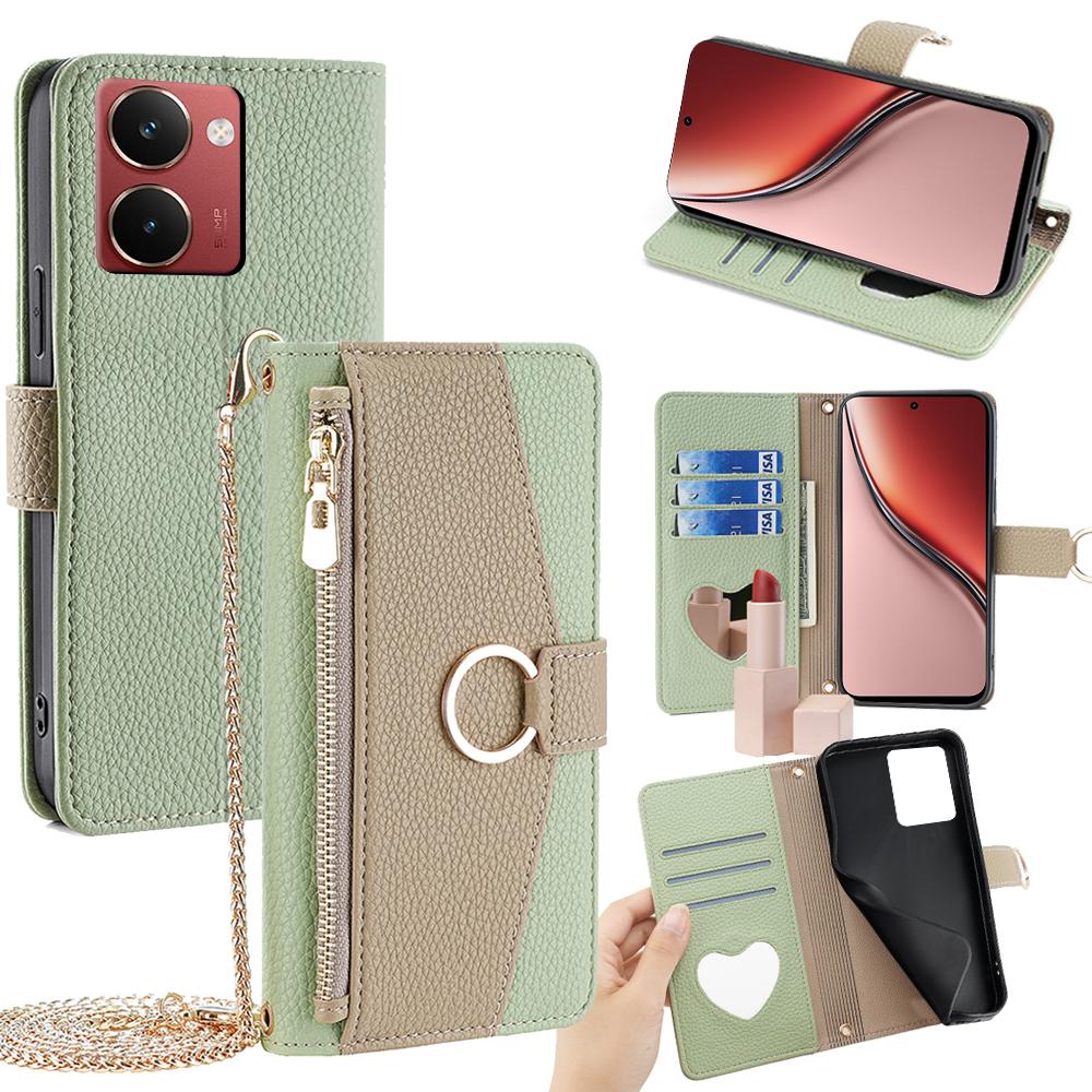 For Realme P3 Ultra 5G Case Mirror Wallet Leather Phone Cover with Chain Shoulder Strap