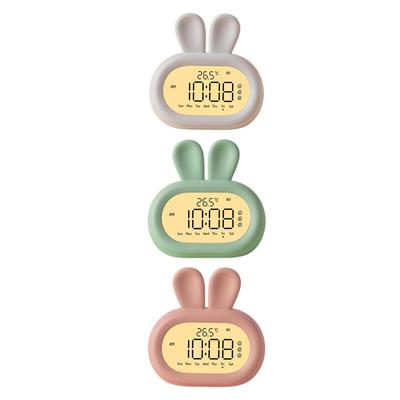 Night Light Large Screen Display Snooze Bunny Bedside Clock Kids Digital Alarm Clock for Children Boys Girls Toddlers