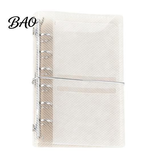 Refillable Planner Binder A6 A7 M5 Trifold Binder, 5/6-Rings Transparent Loose Leaf 6-Rings Folder, Budget Notebook Cover for School, Office, Meeting