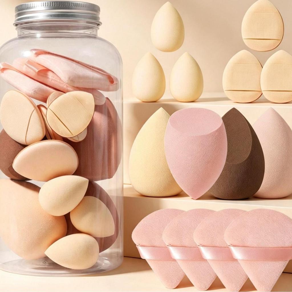 Top-Selling 14-Piece Makeup Sponge Set: Super Soft, Versatile Powder Puffs for Dry & Wet Use, Non-Absorbent Foundation Sponge Eggs