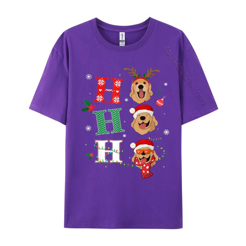 Ho Ho Ho Retrievers Golden Xmas Outfit Christmas Costume T-Shirts New Arrival O-Neck Group 100% Cotton Men T-Shirts Printed On