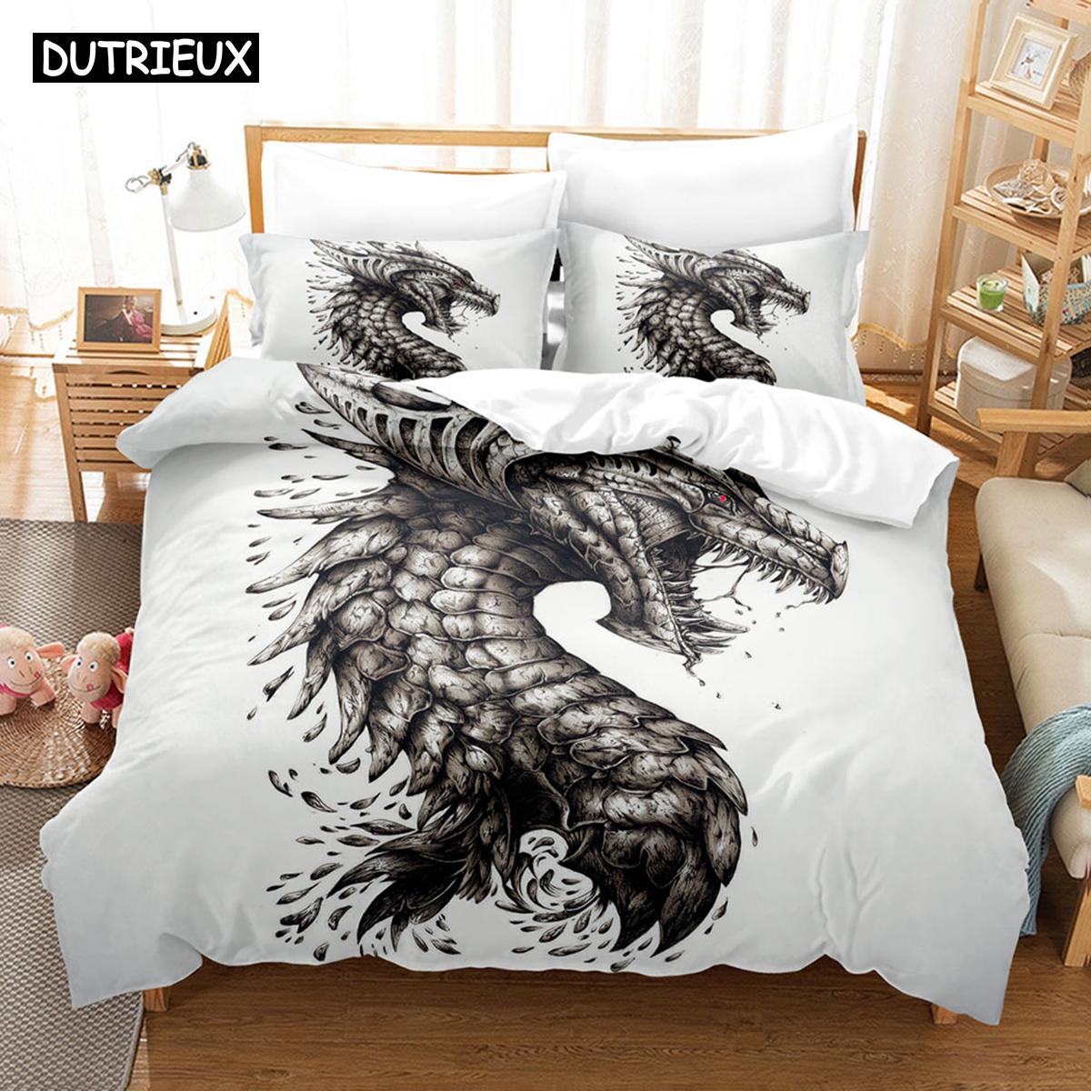 

Комплект постільної білизни 3D Dragon Комплект підковдри з наволочкою Twin Full Queen King Постільна білизна Постільна білизна EU Single(135*200cm)3pcs