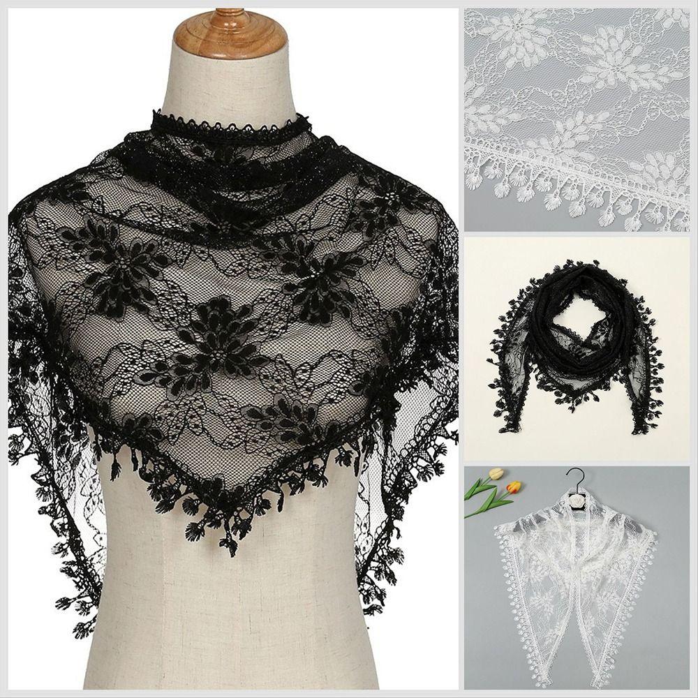 Thin Lace Flower Hair Scarf Shawl Vintage Triangle Head Scarf Bandanas for Women  Photography