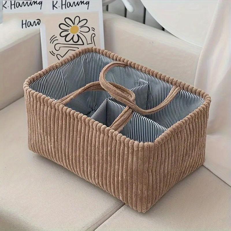 Vintage Fabric Storage Basket Organizer Large Diaper Changing Station with Compartments Wicker Like Bin Essentials Holder коричневый 18970₽