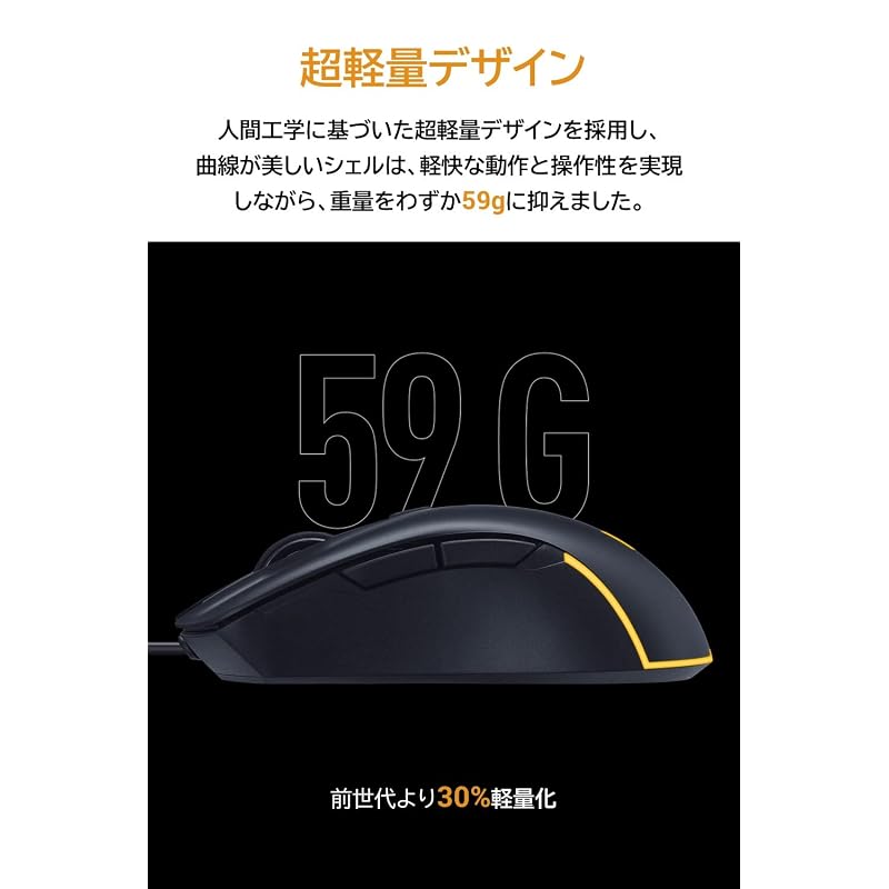ASUS TUF Gaming M3 Gen II Gaming Mouse (59g / P56 Dustproof & Waterproof / ASUS Antibacterial Guard / 8000dpi / Wired / 60 Million Clicks / PTFE Mouse
