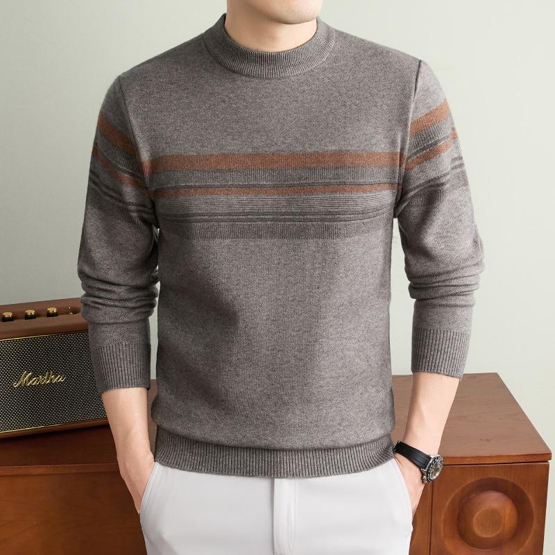 Men S Thick Knit Sweater Business Casual Long Sleeve Crew Neck Pullover