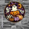 1pcs Halloween Retro Pumpkin Head, Colored Glass Style Sunshine Catcher, Acrylic Sign, Four Seasons Decoration
