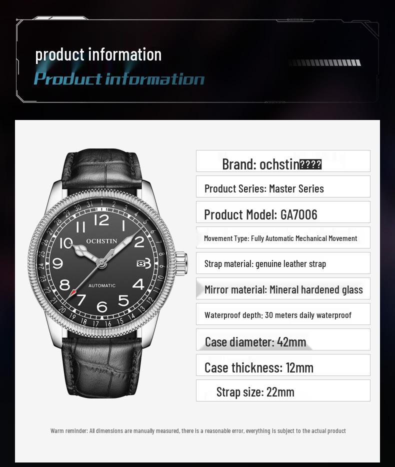 OCHSTIN Augusten Men's Classic Luminous Date Automatic Mechanical Watch